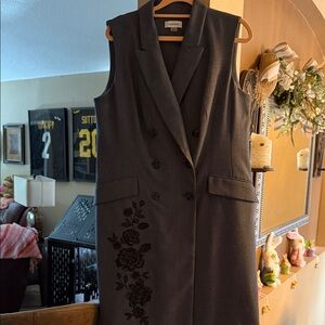 Calvin Klein Sleeveless Double-Breasted Gray Mid length Dress